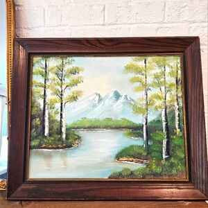 Fredrix Oil painting Landscape with Birch Trees and Mountains